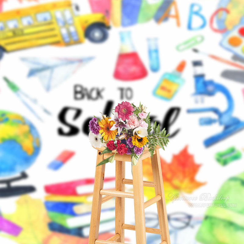 Aperturee - Colorful Subject Tools Bag Bus Back To School Backdrop