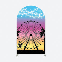 Aperturee - Colorful Sunset Ferris Wheel Birthday Arch Backdrop