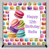 Aperturee - Colorful Yummy Macaron Custom 12th Birthday Backdrop
