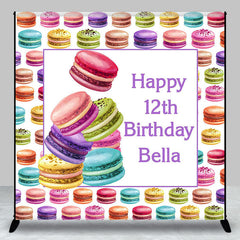 Aperturee - Colorful Yummy Macaron Custom 12th Birthday Backdrop