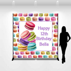 Aperturee - Colorful Yummy Macaron Custom 12th Birthday Backdrop