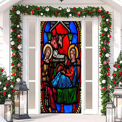 Aperturee - Colourful Holy God Baby Cow Christmas Door Cover