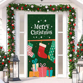 Aperturee - Colourful Sock Green Merry Christmas Door Cover