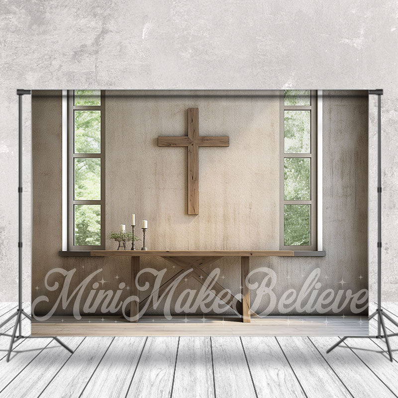 Aperturee - Concrete Wall Cross Easter Backdrop For Photography