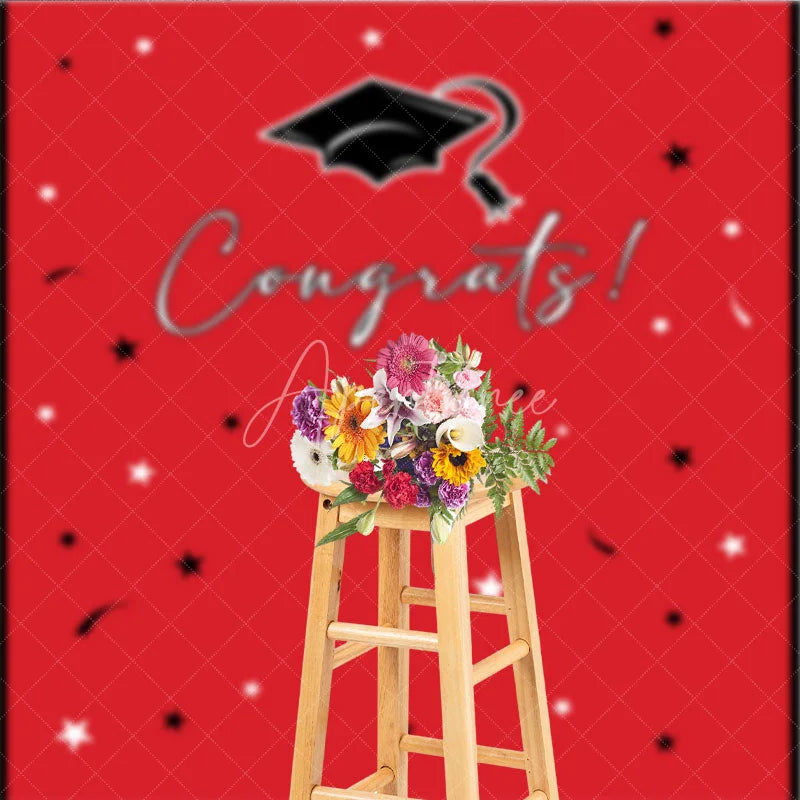 Aperturee - Congrats 2026 Grad Black Red Graduation Backdrop