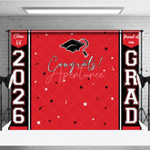 Aperturee - Congrats 2026 Grad Black Red Graduation Backdrop
