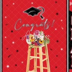 Aperturee - Congrats 2025 Grad Black Red Graduation Backdrop