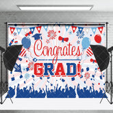 Aperturee - Congrats Grad Red Blue Balloon Graduation Backdrop