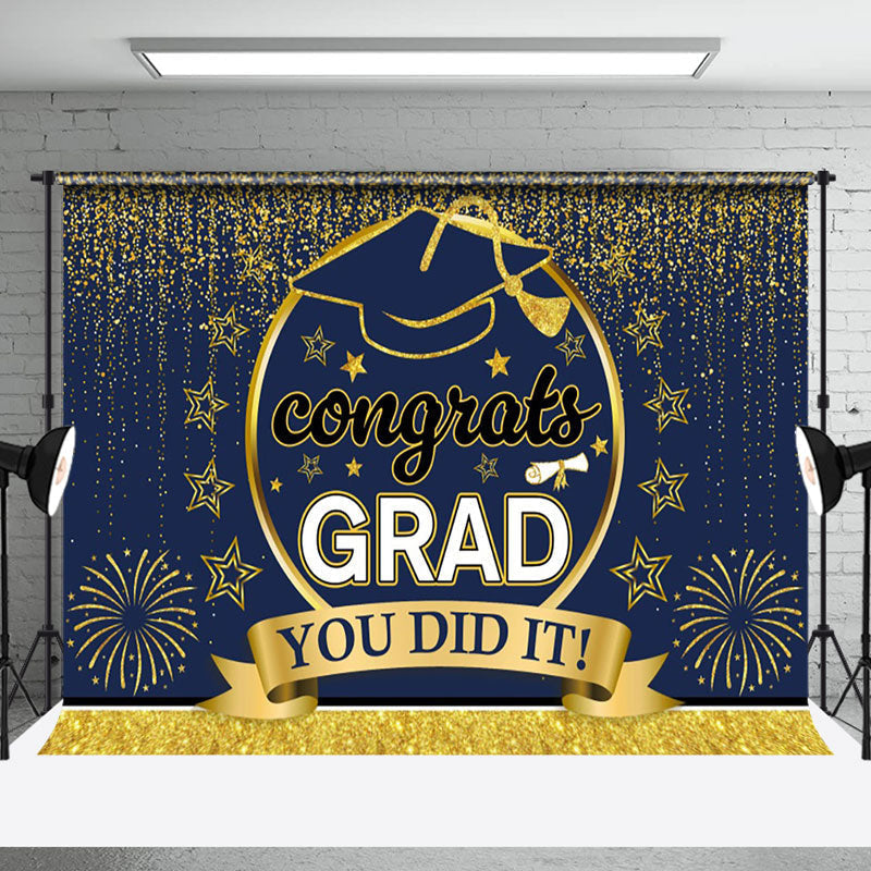 Aperturee - Congrats Grad You Did It Glitter Graduation Backdrop