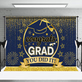 Aperturee - Congrats Grad You Did It Glitter Graduation Backdrop