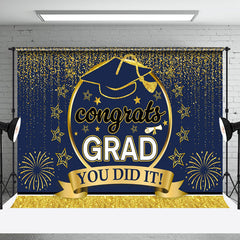 Aperturee - Congrats Grad You Did It Glitter Graduation Backdrop