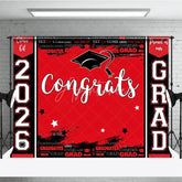 Aperturee - Congrats Red Black Paint Happy Graduation Backdrop