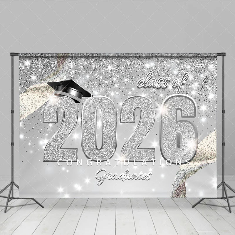 Aperturee - Congratulations Class Of 2026 Glitter Photo Grad Backdrop