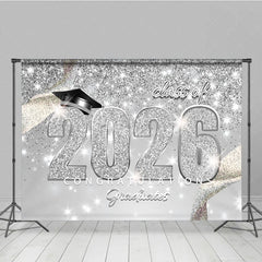 Aperturee - Congratulations Class Of 2026 Glitter Photo Grad Backdrop