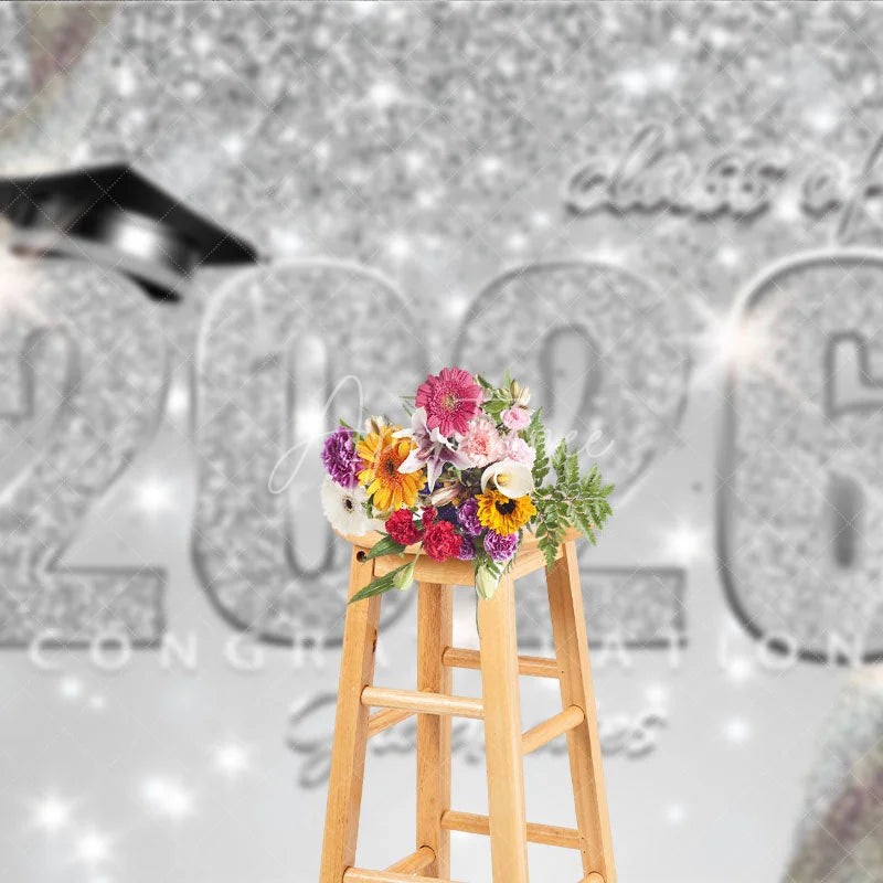Aperturee - Congratulations Class Of 2026 Glitter Photo Grad Backdrop