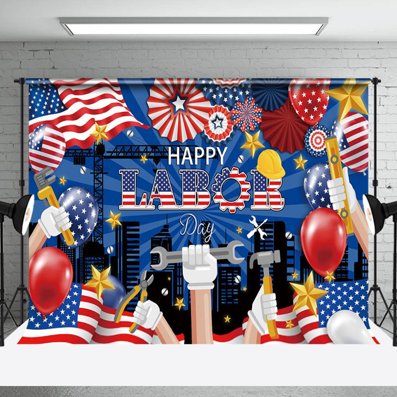 Aperturee - Construction Workers Happy American Labor Day Backdrop