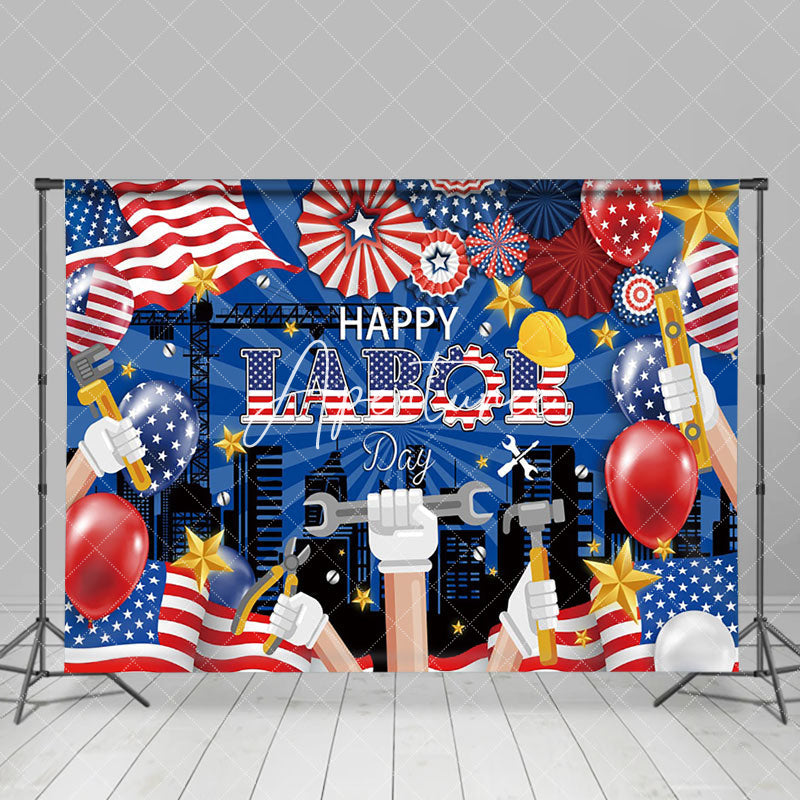 Aperturee - Construction Workers Happy American Labor Day Backdrop
