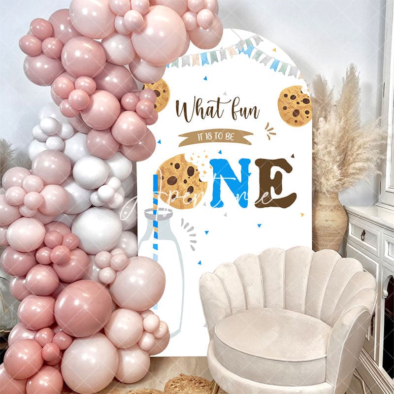 Aperturee - Cookie Milk It Is To Be One Birthday Arch Backdrop