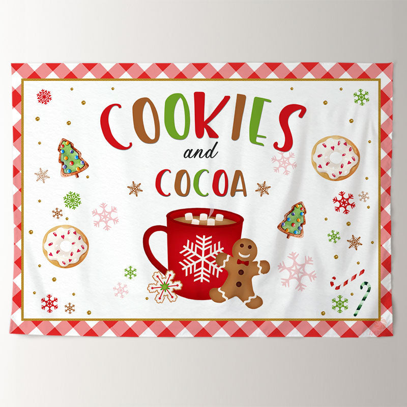 Aperturee - Cookies And Cocoa Cartoon Merry Christmas Backdrop