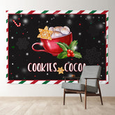 Aperturee - Cookies Cocoa Red Cup Black Christmas Backdrop