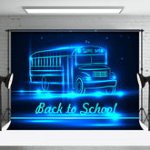 Aperturee - Cool Black Blue Neon Bus Back To School Backdrop