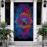 Aperturee - Cool Blue Gradient Mandala Hamasa Hand Door Cover