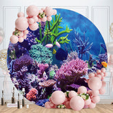 Aperturee - Coral And Fishes Under The Sea Circle Birthday Backdrop