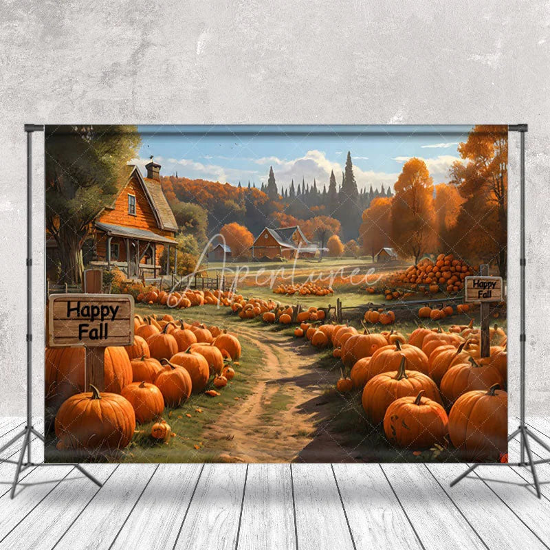Aperturee - Countryside Harvest Pumpkin Autumn Photo Backdrop