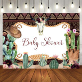 Aperturee - Cowboy And Green Cactus Baby Shower Backdrop For Boy