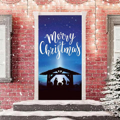 Aperturee - Cowshed Holy Light Night Merry Christmas Door Cover