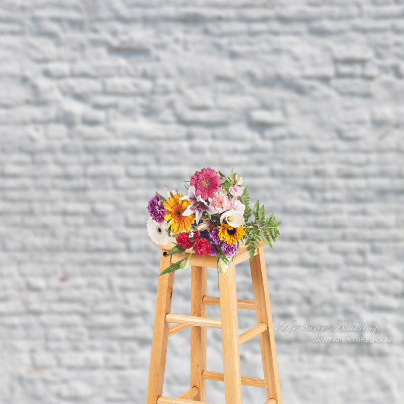 Aperturee - Cracked Weathered White Brick Photo Studio Backdrop