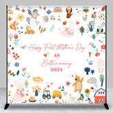 Aperturee - Custom Animals Leaf Happy First Mothers Day Backdrop