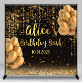Aperturee - Custom Black Gold Balloons Birthday Bash Backdrop