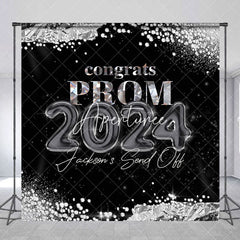 Aperturee - Custom Black Silver Elegant Prom Graduation Backdrop