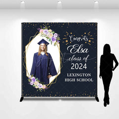 Aperturee - Custom Congrats Class Of 2024 Black Grad Backdrop