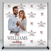 Aperturee - Custom Couple Photo Silver Wedding Anniversary Backdrop