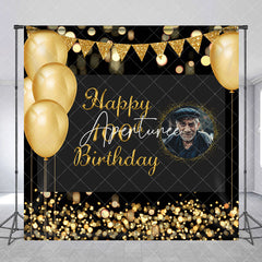 Aperturee - Custom Gold Balloons Bokeh 100th Birthday Backdrop