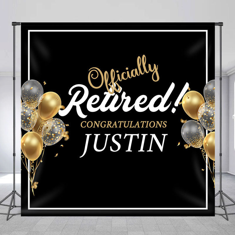 Aperturee - Custom Gold Black Retirement Celebration Party Backdrop