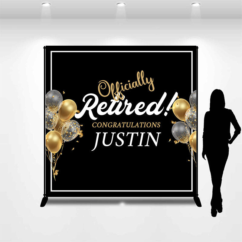 Aperturee - Custom Gold Black Retirement Celebration Party Backdrop