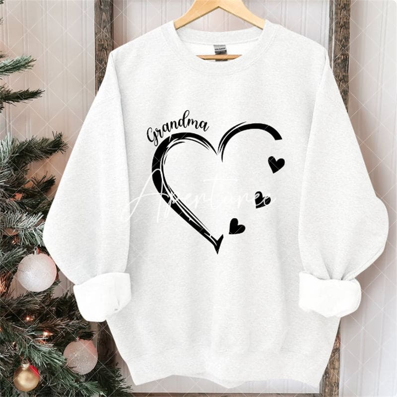 Aperturee - Custom Heart Sweatshirt Grandma With Kids Name Christmas Gifts