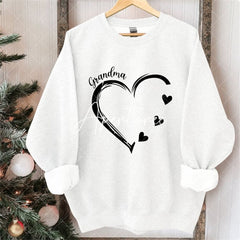 Aperturee - Custom Heart Sweatshirt Grandma With Kids Name Christmas Gifts