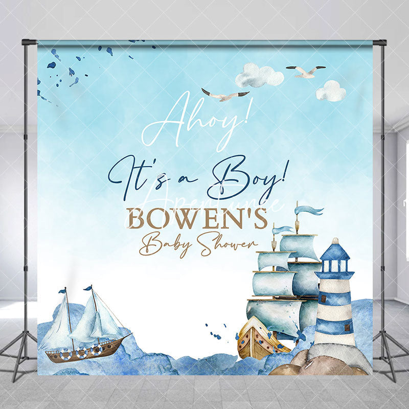 Aperturee - Custom Its A Boy Navigation Baby Shower Backdrop
