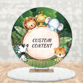 Aperturee - Custom Jungle Animals Round Baby Shower Backdrop