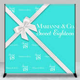 Aperturee - Custom Lake Blue Gift Box Sweet 18 Birthday Backdrop