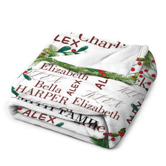 Aperturee - Custom Name Bauble Wreath Family Christmas Blanket