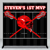 Aperturee - Custom Name Black Red Lacrosse 1st Birthday Backdrop