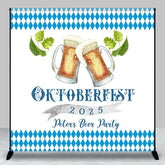Aperturee - Custom Name Blue Oktoberfest Beer Party Backdrop