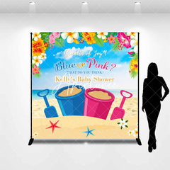 Aperturee - Custom Name Blue Or Pink Sand Baby Shower Backdrop