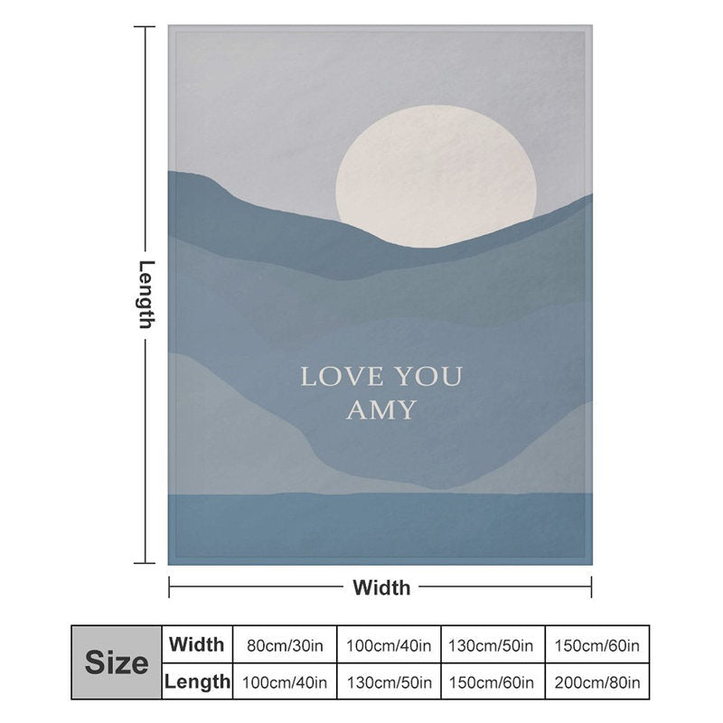 Aperturee - Custom Name Blue Sun Painting Gift Warm Blanket
