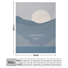 Aperturee - Custom Name Blue Sun Painting Gift Warm Blanket